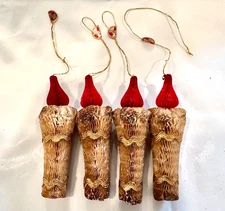 VINTAGE 4 HOLT HOWARD HONEYCOMB CANDLES CHRISTMAS TREE ORNAMENTS 4.5" H