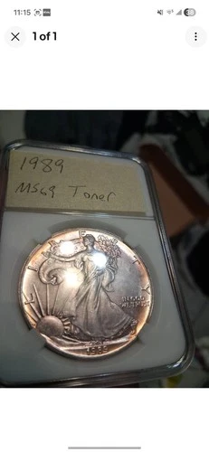 Better Date 1989 American Silver Eagle 1 Troy Oz .999 Fine Silver With Toning