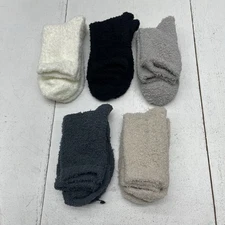Women's 5 Pack Black White Grey Beige Multicolored Fuzzy Cozy Socks Size OS New