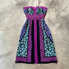 Nicole Miller Collection Dress Women Sz 6 Silk Blend Tribal Geometric Multicolor