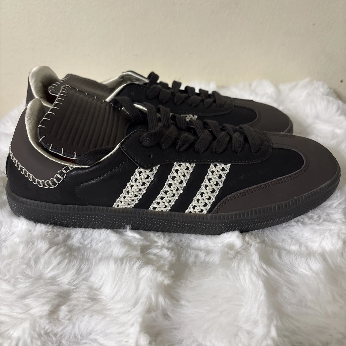 adidas gazelle silver green womens Adidas Samba x Wales Bonner Nylon Fox Brown Sneakers | Iconic Collab