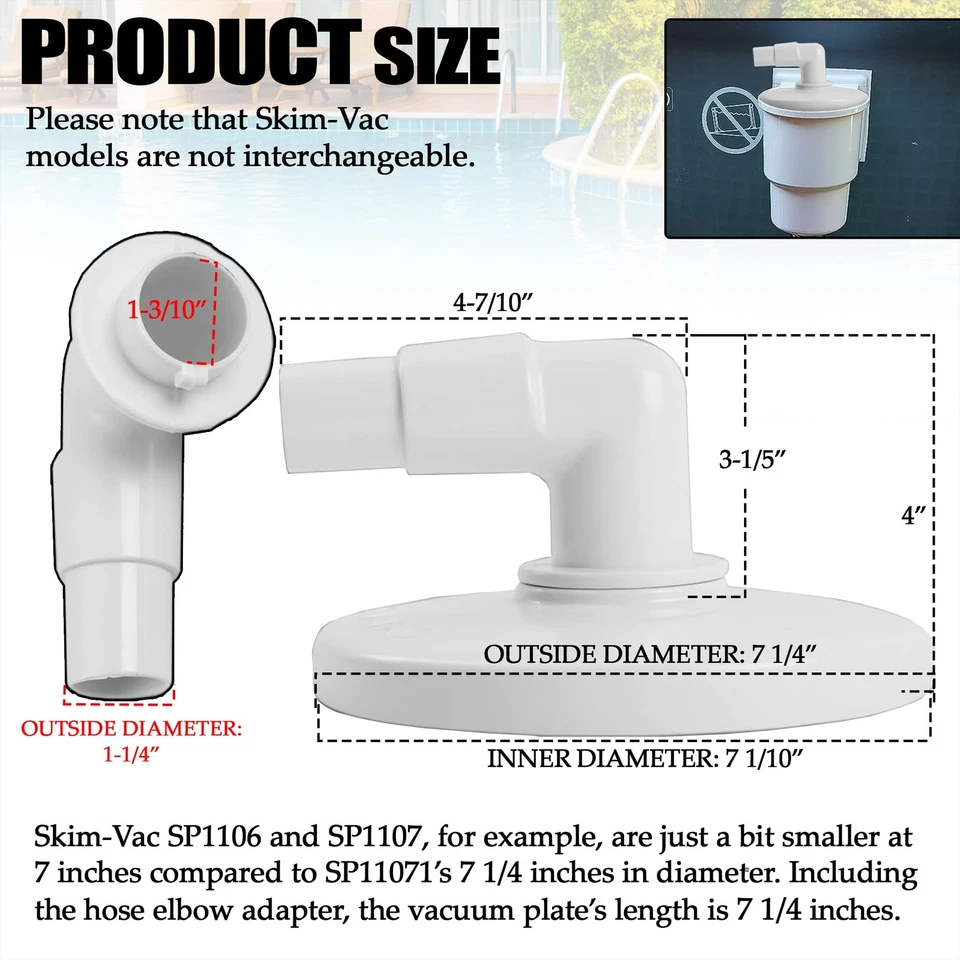 7" Pool Skimmer Vacuum Plate Compatible with Hayward Swimming Pool Skimmer Sk... - Image 2 of 4