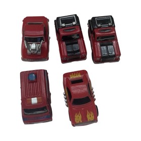 VGT  Micro Machines Galoob 80s Red Cars Lot of 5 Fire Truck, Hot Rod, Muscle Car