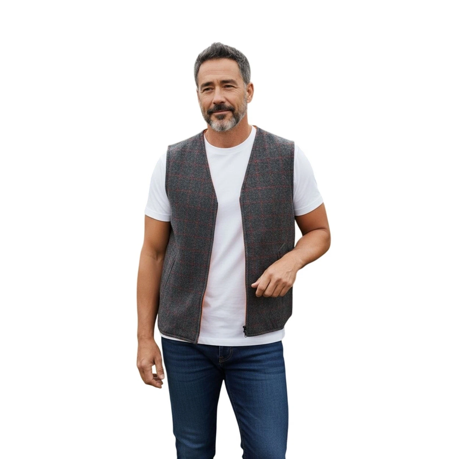 L L Bean Vintage Reversible Wool Vest Gray Mens Size XL
