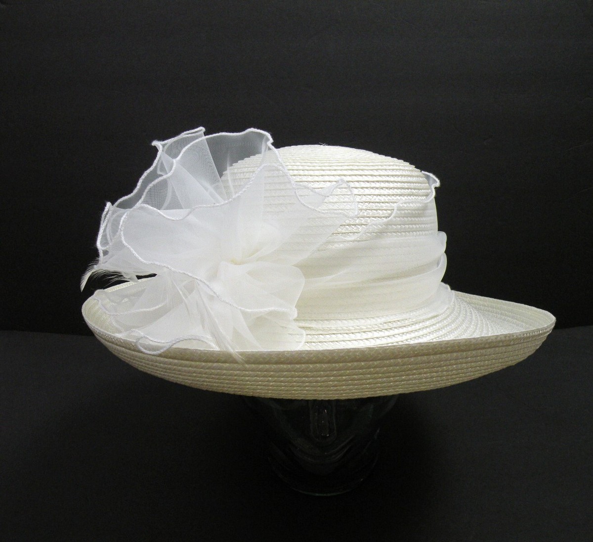 Giovannio New York White Silk Feather Bow Sunday Church  display picture 3