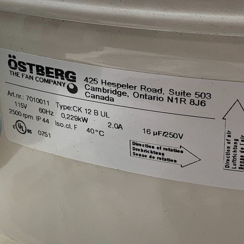 Ostberg 7010011 12" Round Duct Fan Backward Curved Impeller 906CFM, CK 12 B UL - Picture 2 of 17