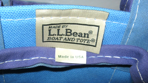 Vintage Made in USA Rare Mini LL Bean Boat & Tote Canvas Bag Blue Purple 7x8x5 - Picture 7 of 8