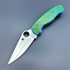 Spyderco Paramilitary 2 C81GP2 w/Custom Titanium Teal & Bronze Flomascus Scales