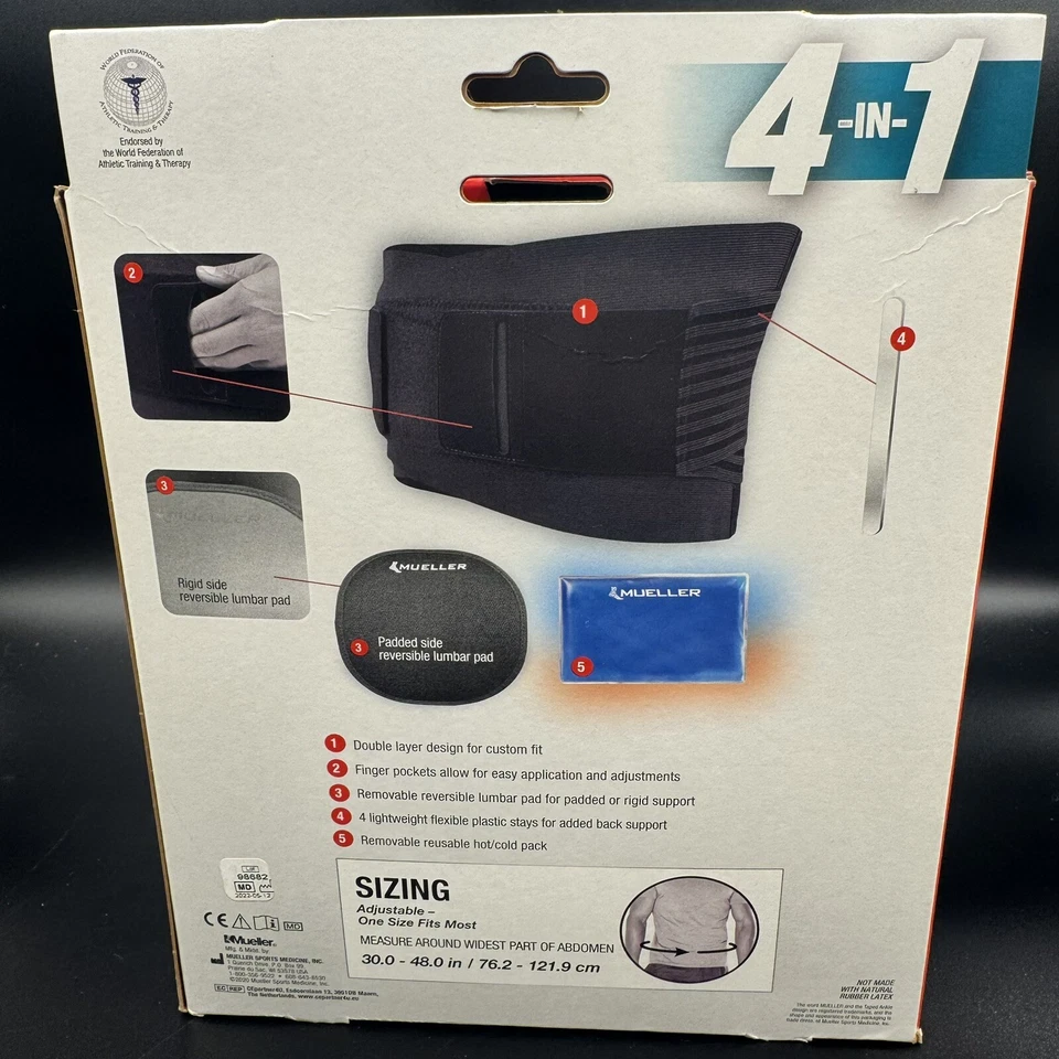 Mueller, 4 en 1 frío/calor, soporte trasero lumbar, talla única (se adapta a 30 - 48 pulgadas), Foto 3 de 4