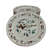 8pc Set Vintage White Christmas #391 Salad Bread Dessert 7.5" Plates Faberware 