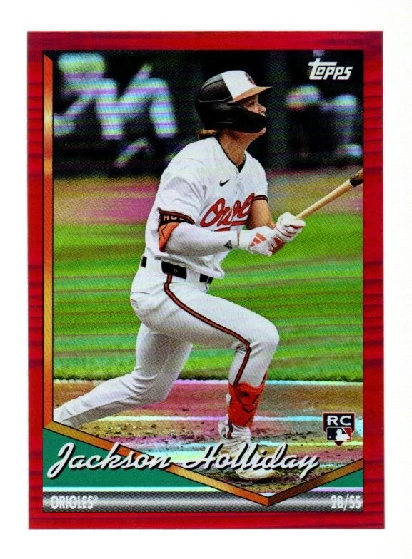 2024 TOPPS ARCHIVES JACKSON HOLLIDAY RED HOT FOILBOARD PARALLEL RC #293 #D 41/50