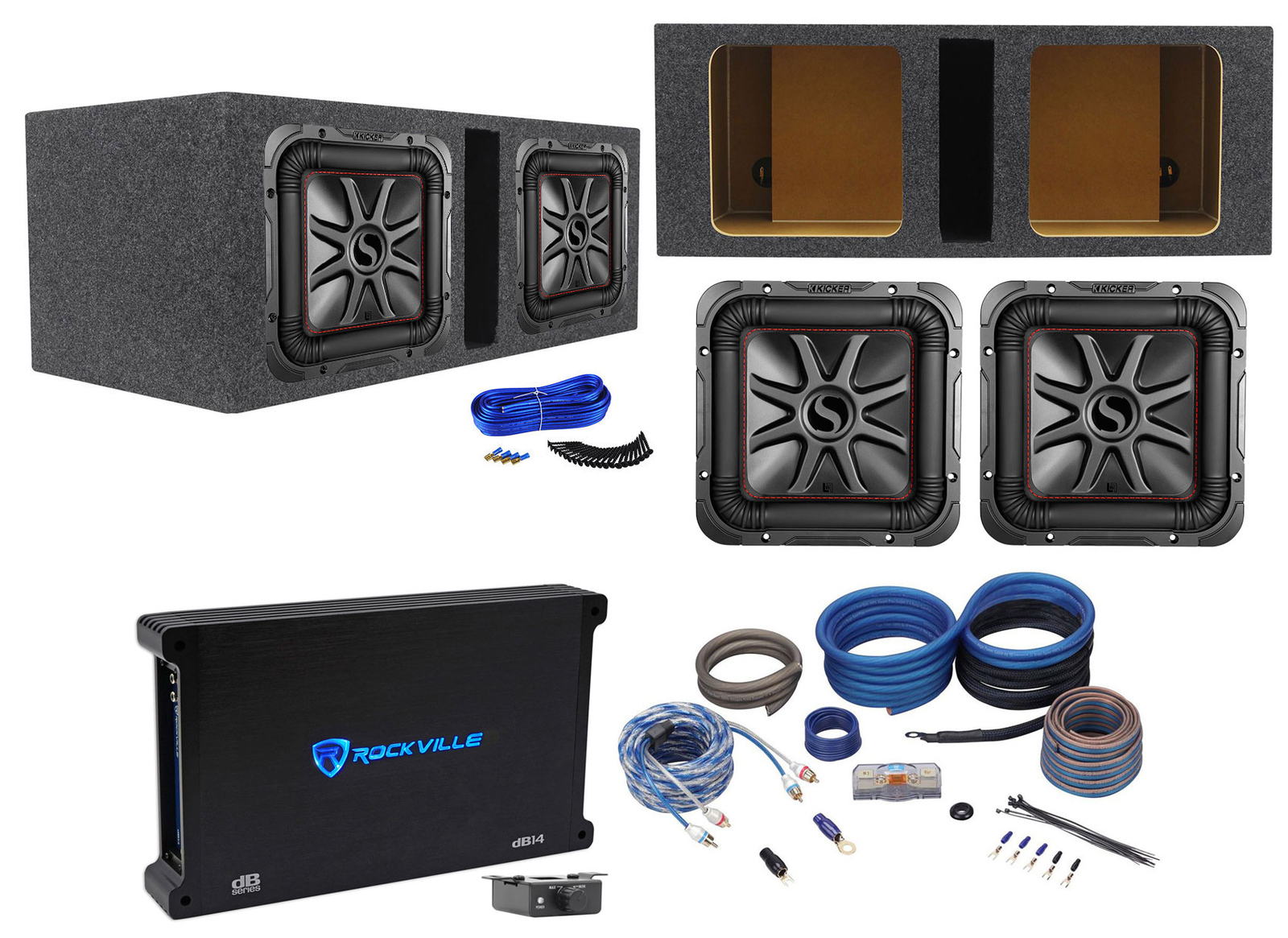 2 KICKER 45L7R102 10 сабвуферов L7R Solo-Baric мощностью 2000 Вт Корпус Усилитель 96890₽