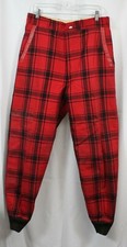 Vtg Red Plaid Hunting Pants Cotton Quilted Thermal Fiberglass Lined Alcan 36
