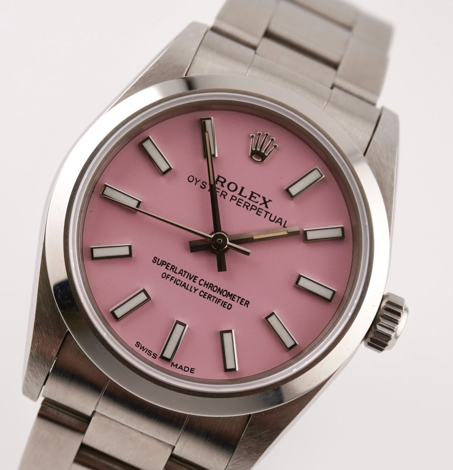 Rolex — Rolex Oyster Perpetual 31mm Stainless Steel Pink Dial Watch Ref 77080