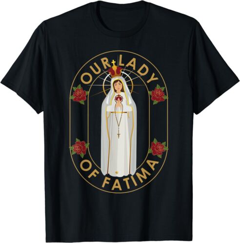 New Limited Our Lady of Fatima Rosary Prayer Holy Blessed Mary Catholic T-Shirt - Afbeelding 1 van 5