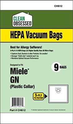 Clean Obsessed H-10 HEPA Bags Type Miele G/N - 9 Cloth HEPA Bags per package