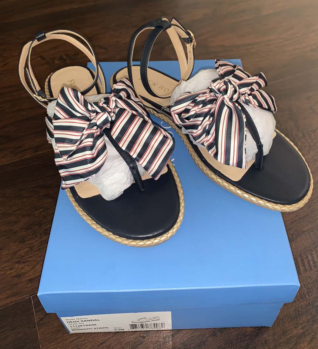 navy bow sandals