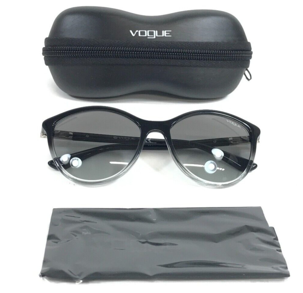 Солнцезащитные очки Vogue VO5165-S 188011 в черной оправе для кошачьих глаз с выцветанием, Серые градиентные линзы
