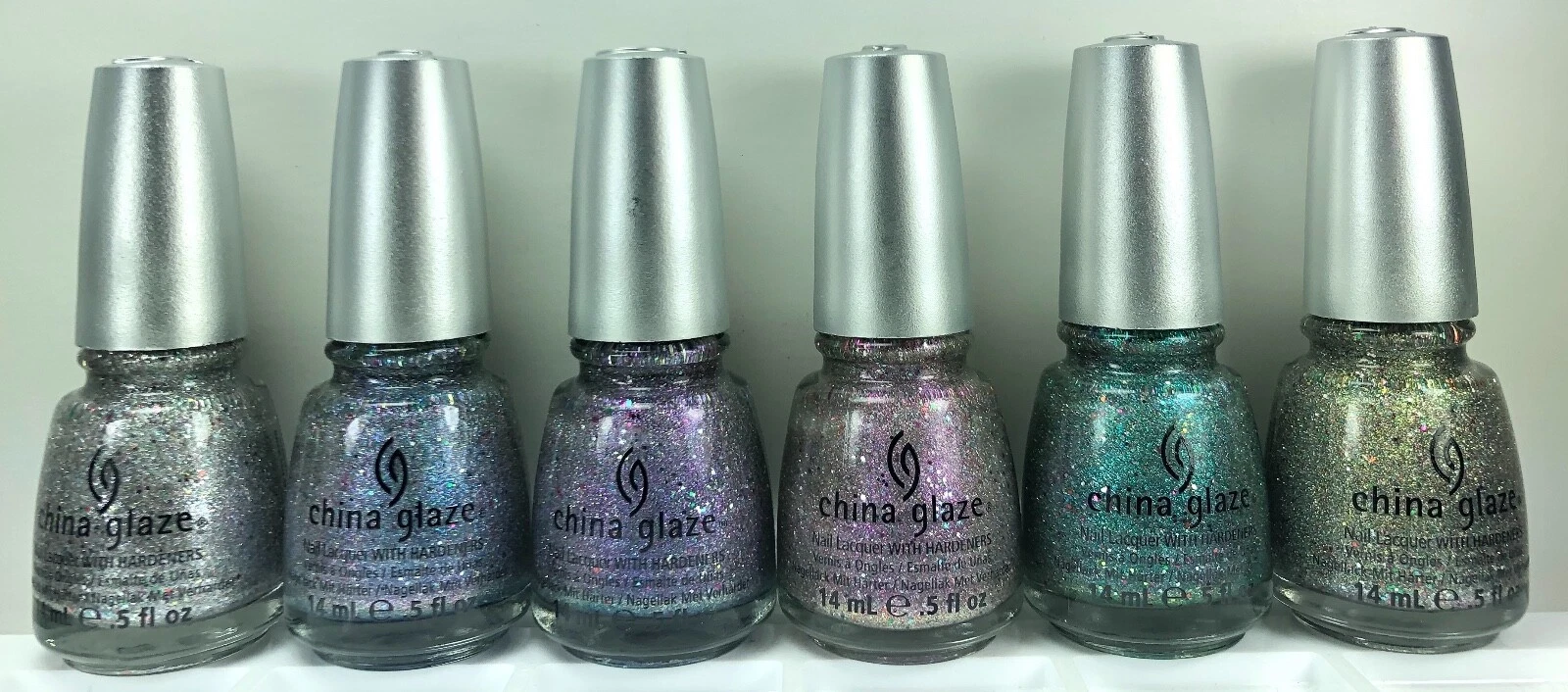 China Glaze Nail Polish PRISMATIC Collection 6 Lacquers CHROMA GLITTER 1024-1029