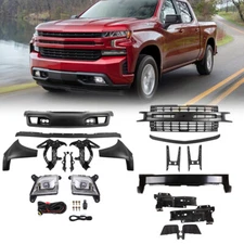 Front Bumper Upper Grille Assembly w/ Fog Lights For 19-21 Chevy Silverado 1500