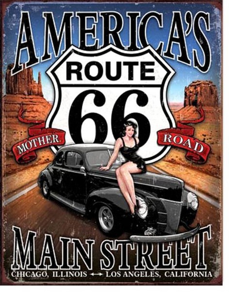 Amerika Route 66 Schild 30 X 40 Cm Groß Usa Auto Us-Car Oldtimer Werkstatt *133-image