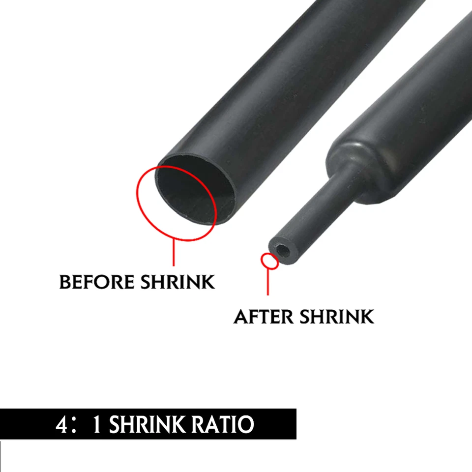 Black 4:1 Marine Heat Shrink Tube Heatshrink Tubing Glue Lined Solder Insulation - image 2 of 4