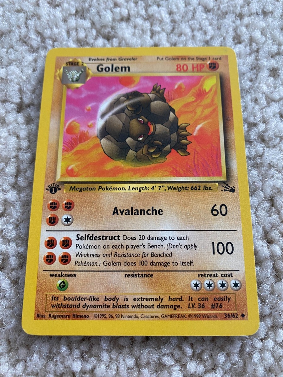 1st edition golem pokemon card Gym Heroes - Brock's - 020/132 If you do 1st Edition Fossil Gengar Pokemon