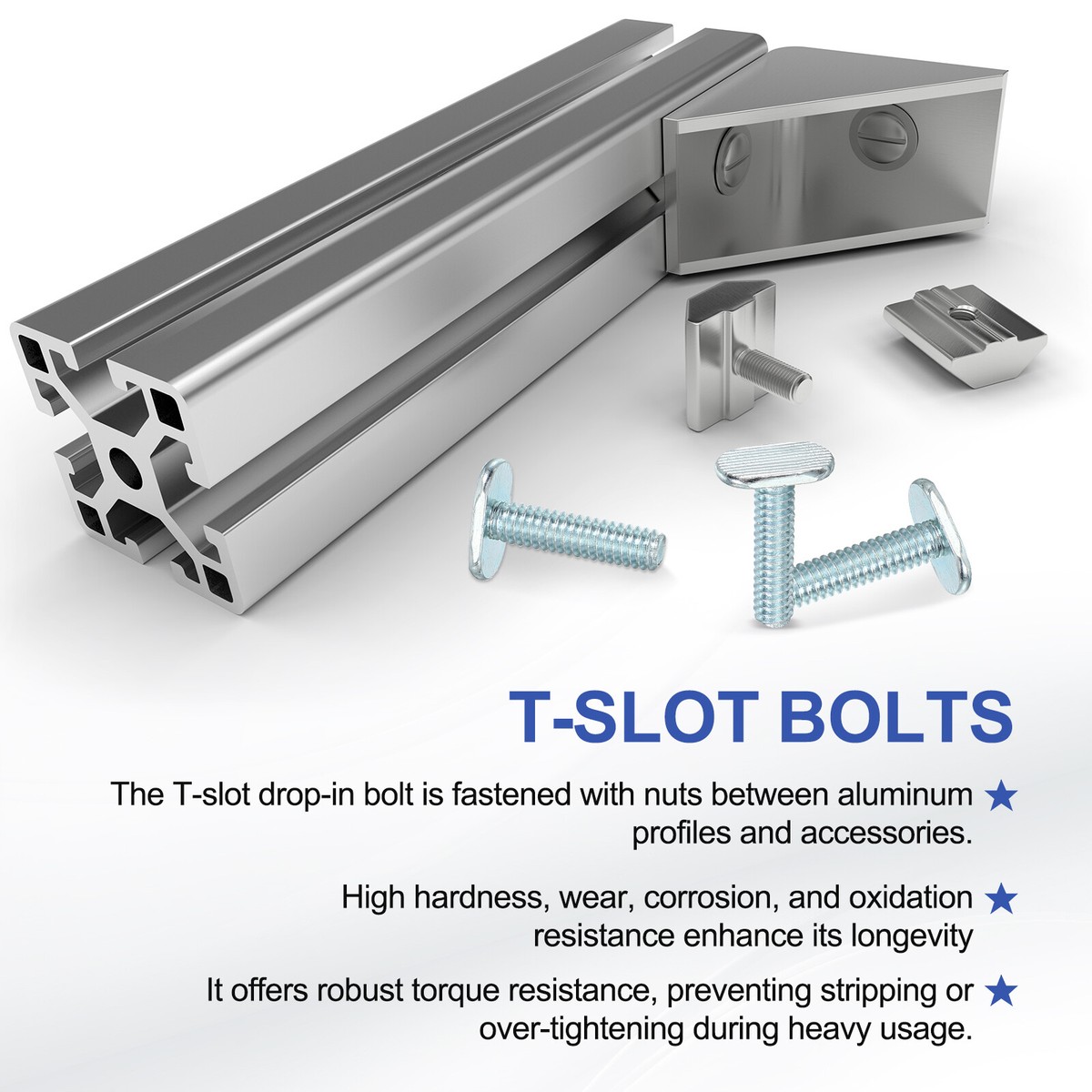 POWERTEC Table Saw Miter T Track Bolts, 1/4-20 X 1", 10 Pack – For 3/4" X 3/8" Slots - View #7