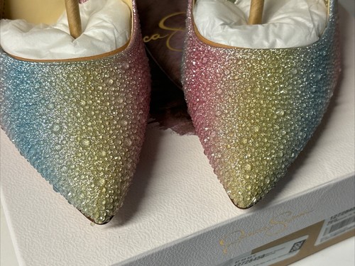 Jessica Simpson Women's Wayva Rainbow Embellished Bedazzled Pumps Size 8.5M WOW! - Picture 7 of 16