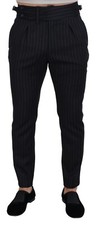 DOLCE & GABBANA Pants Black Wool Striped Chino Trousers IT48/W34/M RRP 1130usd