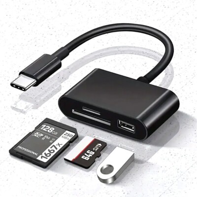 USB-C SD Card Reader Adapter For Android Apple MacBook Phones Cameras SDHC New