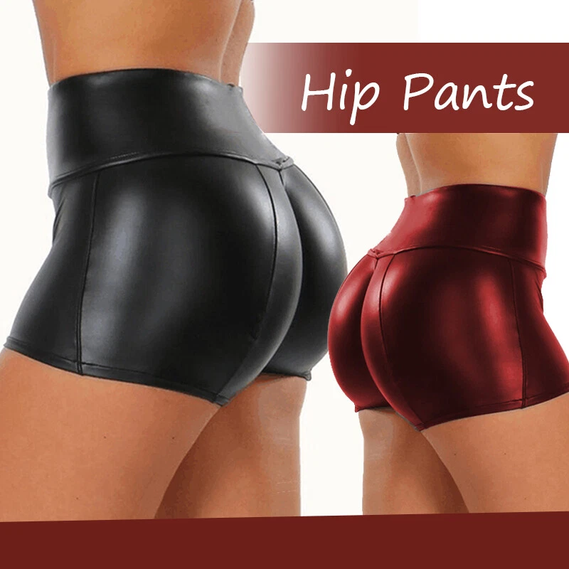 We1Fit Skort In Ecopelle Per Donna - Vita Alta Elasticizzata Con Fronde Arricciate - Pantaloncini Sotto La Gonna - Nero - 4