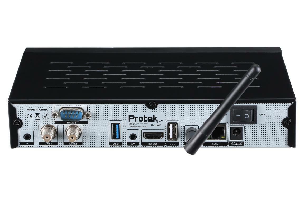 Protek X2 Twin 4K Sat Receiver H.265 2160p Linux 2x DVB-S2X (X1 9920 9911 9910) 