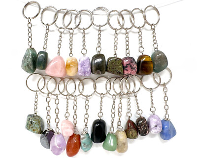 Keychain, Natural Tumbled Stone Crystal:  Choose Gemstone (Healing Crystals)