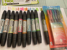 Letraset FlexMarker 10 Pen Set & Gelly Roll Gold Shadow gel pens job lot emb90