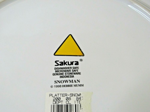 VTG Debbie Mumm Sakura Serving Platter Snowman Large 12.5” - Picture 6 of 6