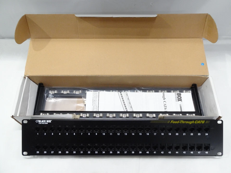 Black Box JPM820A CAT6 Feed-Through 2U Unshielded 48-Port Patch Panel Open Box - Image 3 of 4