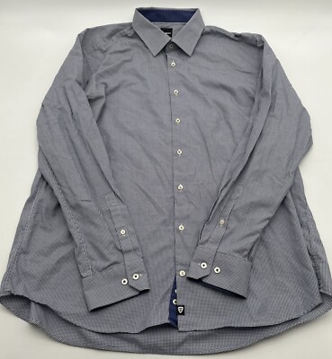 Strellson Long Sleeve Button Up Shirt Men Size 17 Plaid Multicolor..#16311