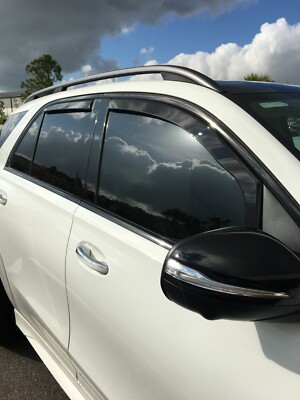 WellVisors Window Deflectors For Mercedes-Benz GLE350/GLE450 2020-2022 - Chrome Trim