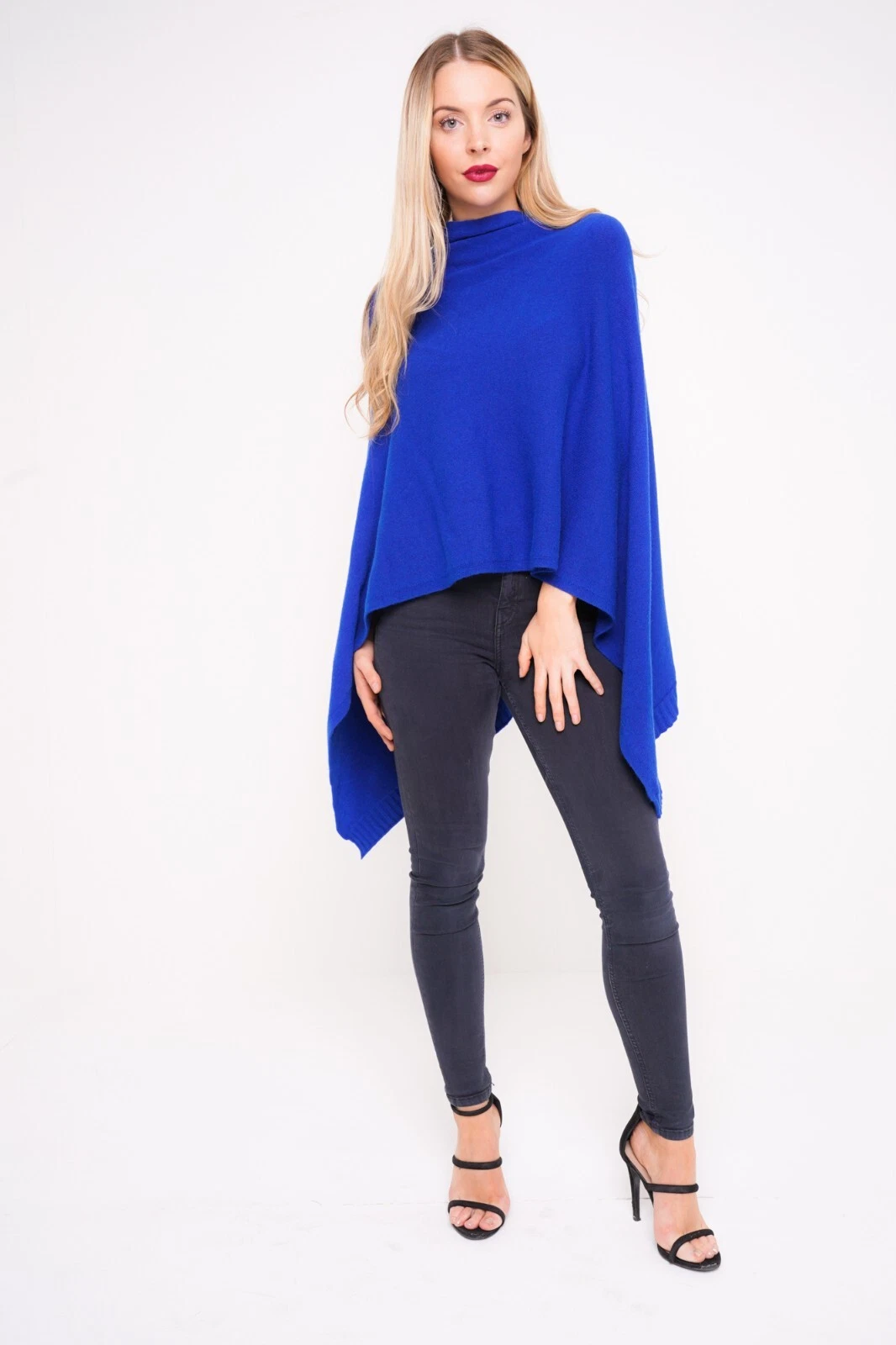 Ladies Italian Lagenlook Reverse Seam Casual Winter Knitted Cape Poncho Jumper