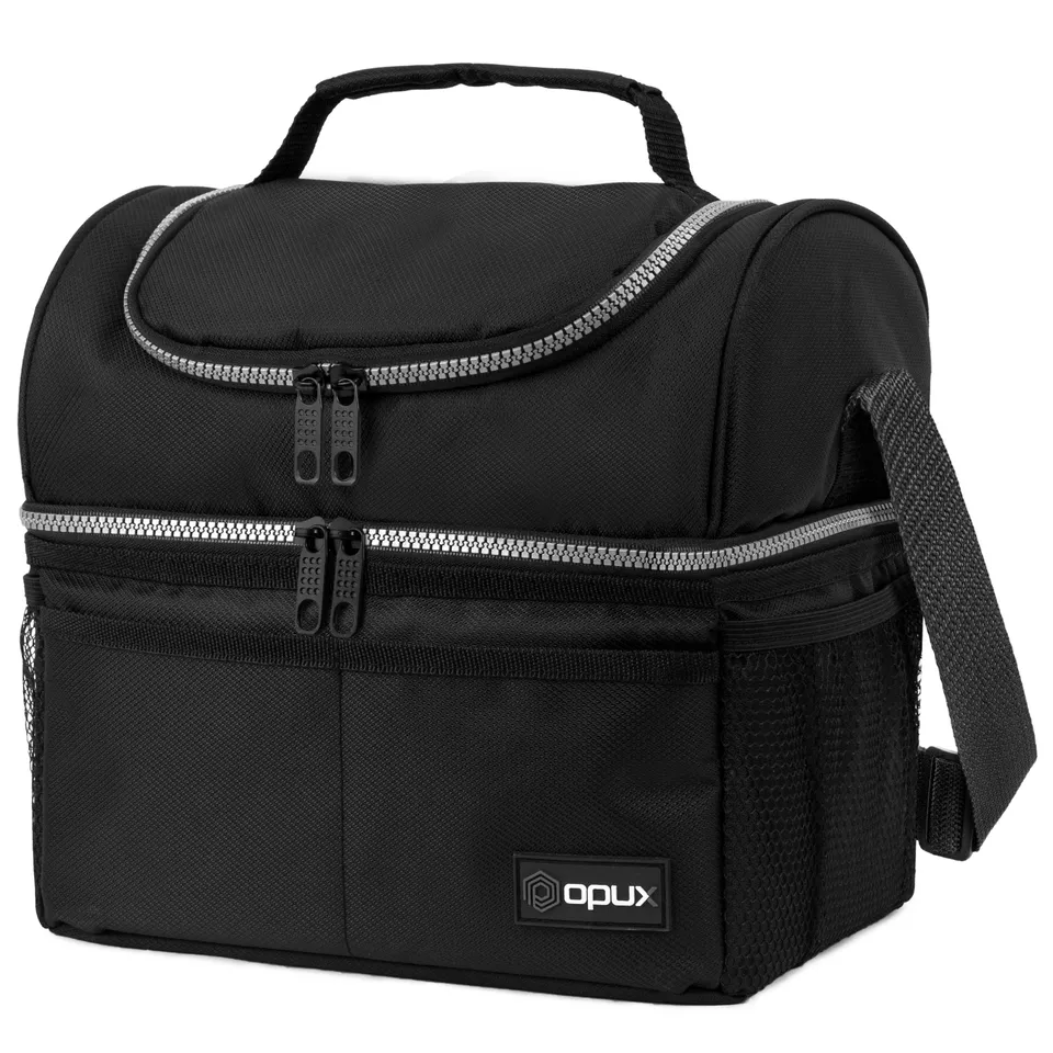 OPUX Insulated Lunch Bag For Men Double Deck Soft Cooler Tote Leakproof Lunch Box