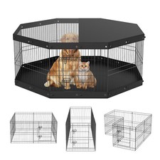 VEVOR Dog Playpen 8 Panels Foldable Metal Dog Exercise Pen with Cover and Pad