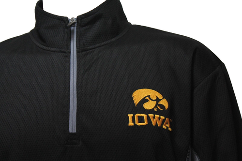 IOWA HAWKEYES Medium (38-40) Black Gray Gold Long Sleeve 1/4 Zip Pullover Shirt - Picture 2 of 6