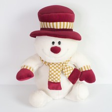 Animal Alley Snowman Flurrie 18" Vtg Plush Gold White Scarf Red Hat Mittens
