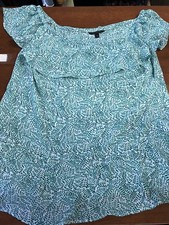 banana republic large PO Green Ruffle Tank Blouse 1494