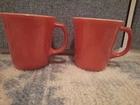 VINTAGE~SET OF 2~PYREX CORNING RUST CINNAMON COLOR "D" HANDLE COFFEE TEA MUGS