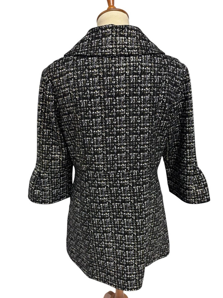 Eden Court Mujer Camisa Blazer Manga 3/4 Negro Plata Dorado Botones Talla L Foto 4 de 4