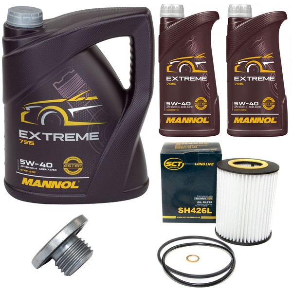 MotoröL Set Mannol Extreme 5W-40 7 Liter + ÖLfilter + Schraube FüR BMW 3Er X3 X5-image