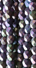Czech Faceted Matte Iris Purple Firepolish Glass Beads 6mm 25