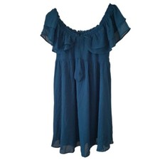 Vici Off the Shoulder Emerald Flowy Mini Dress